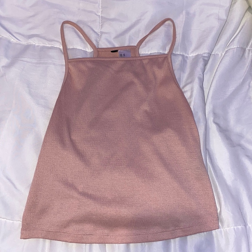 Womens H&M baby pink high neck tank top; size XS
